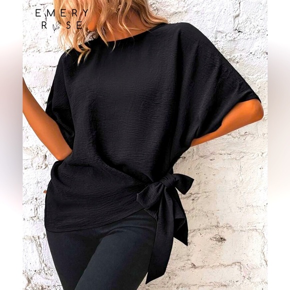Emily Rose Tops - EMERY ROSE SHEIN Batwing Sleeve Knot Side Blouse